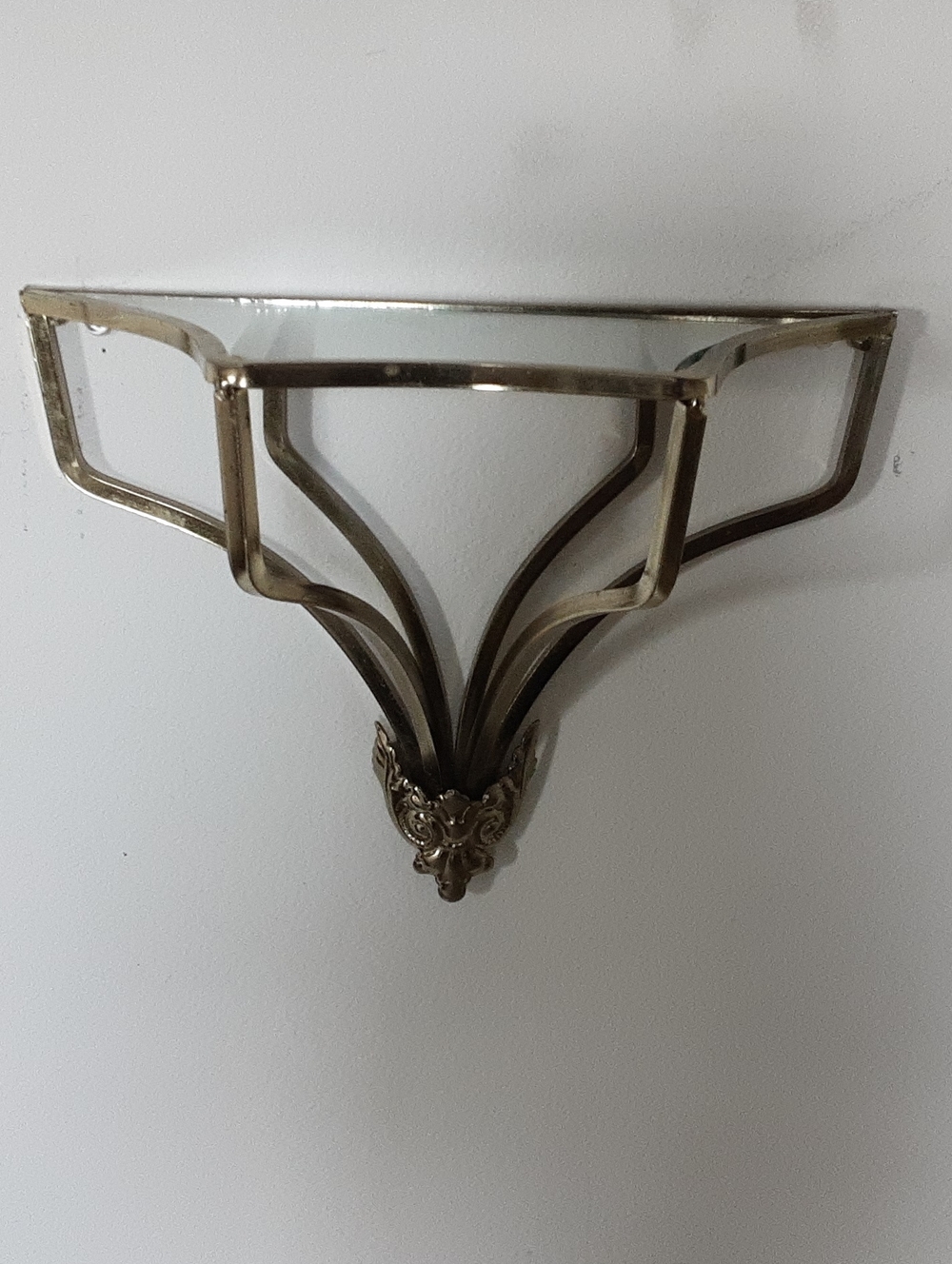 Home Interiors Brass-Tone Glass Corner Wall Shelf